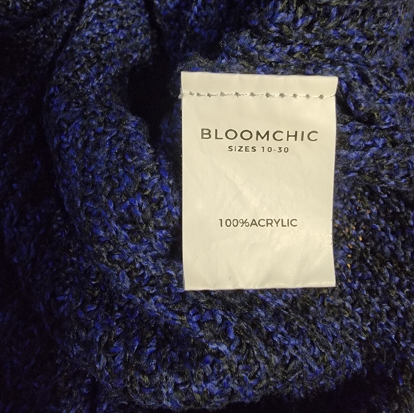 BLOOMCHIC "Made for your curves" V-Neck Oversized Black & Blue Speckled Sweater - Picture 6 of 8